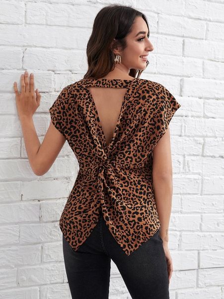 

cutout twist back leopard s8vw#, White