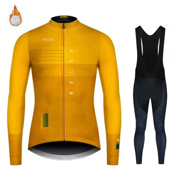 

racing sets ndlss 2021 winter thermal fleece men pro cycling jerseys set long sleeve bicycle clothes 20d gel pad bike clothing, Black;blue