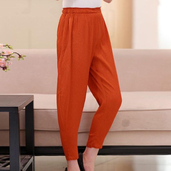 

women's pants & capris wholesale women real silk high waist loose casual ankle-length slacks comfortable female plus ol e608t, Black;white