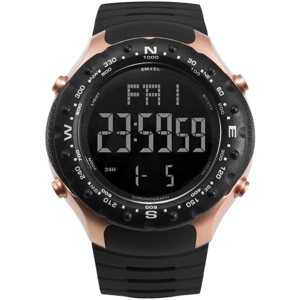 

wristwatches 2021 multifunction waterproof led sports watches stryve dial display digital men watch, Slivery;brown