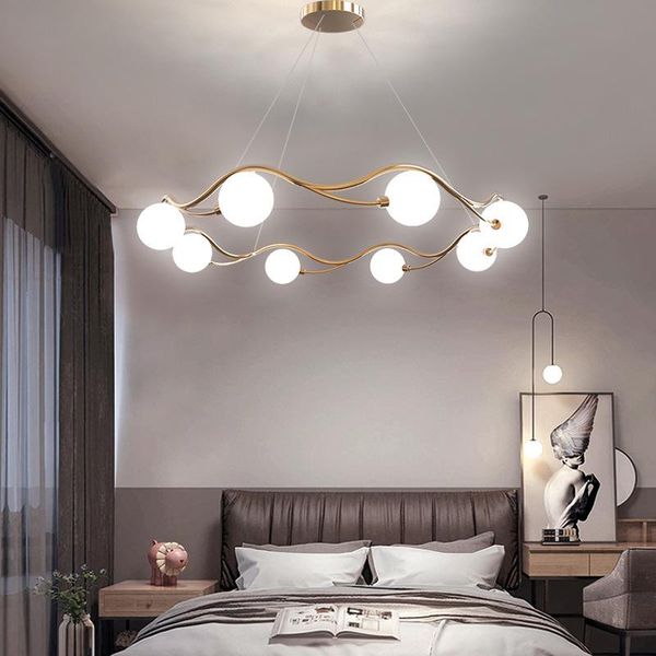 

pendant lamps modern round wave shape chandelier lighting led lamp chandeliers living room bedroom study kitchen gold crystal ring light