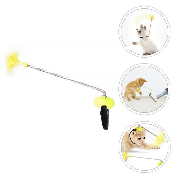 

cat toys teaser wand stick rod exerciser plaything with feather and collar
