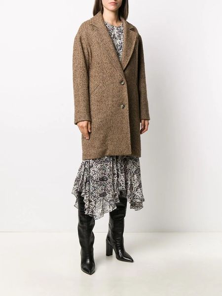 

wool spring and autumn style long-sleeved lapel single-breasted loose casual all-match woolen coat seho, Black
