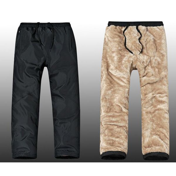 

men's pants winter pants, informal, straight, thick, wool, loose pants, Black