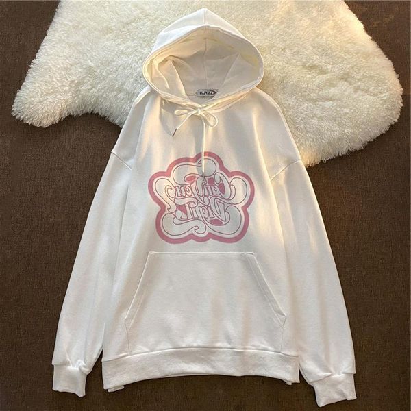 

women's hoodies & sweatshirts sweater 2021 ins student loose national fashion spice girl hooded cartoon letter printed spring and autum, Black