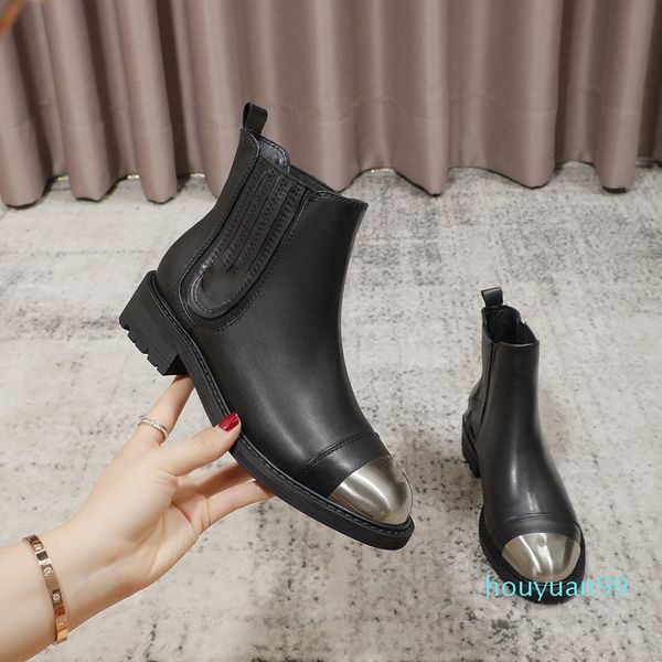 

autumn and winter women designer boots fashion show ladies real leather luxury ankle martin booties brands shoe factory footwear westerns 62, Black