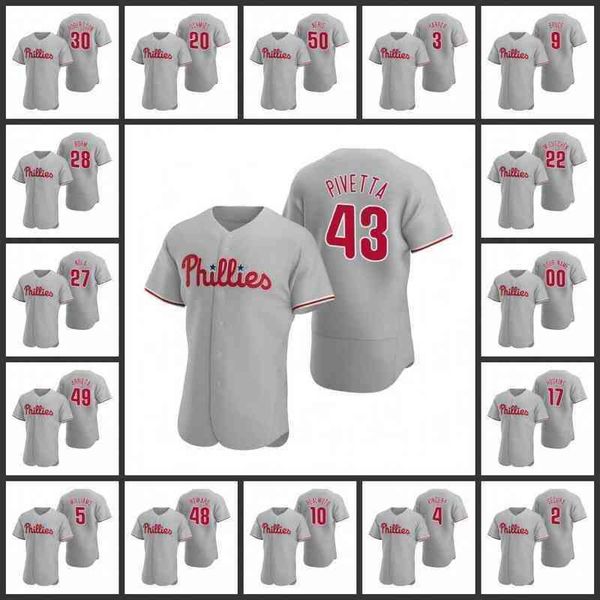 

philadelphia's phillies men women youth #3 bryce's harper 27 aaron nola 10 j.t. realmuto 9 jay bruce custom gray authentic road je, Black