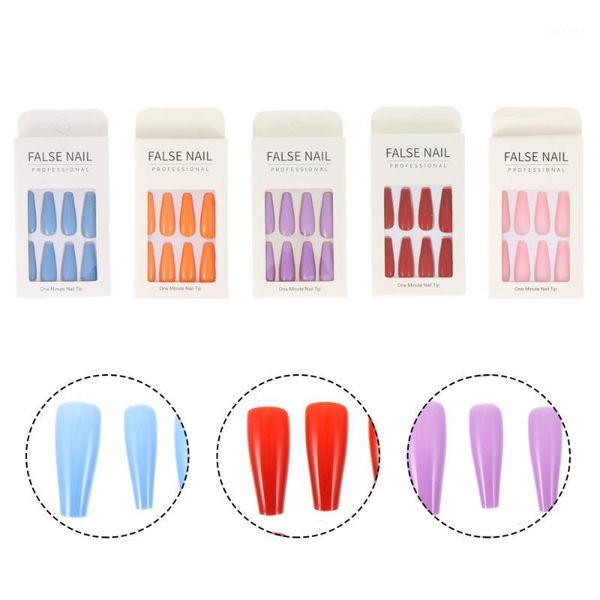 

120pcs extra long full cover false nails diy fake for home salon1, Red;gold
