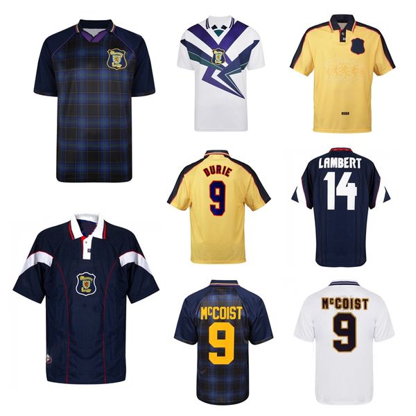 

1996 1998 scotland retro soccer jersey 98 hendry gallacher durie mccoist collins vintage classic football shirt, Black;yellow