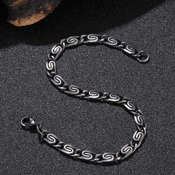 

link, chain vintage stainless steel bracelet, Black
