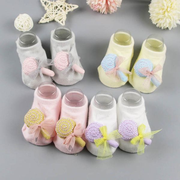 

baby socks newborn booties ankle sock girls cotton accessories spring summer infant clothes cute lace bows b7578, Pink;yellow