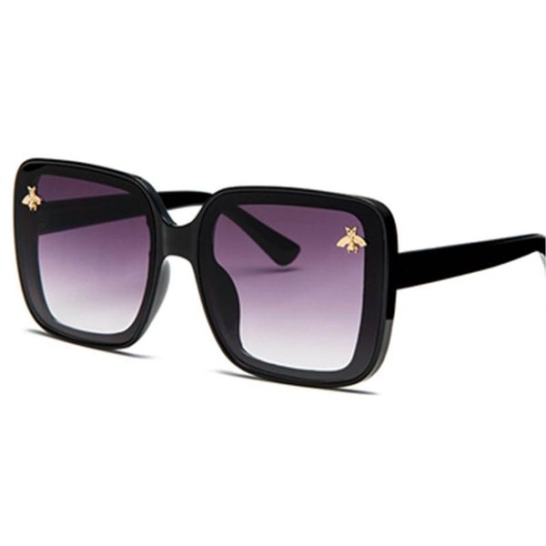 

fashion brand design glasses retro elegant women thick square bee sunglasses travel uv protection Ã³culos de sol, White;black