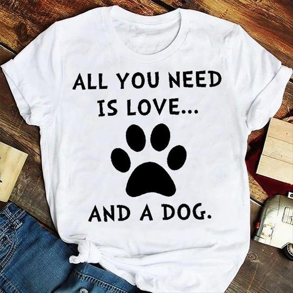 

fashion cartoon letter dog women t shirt paw short sleeve summer tshirts clothes graphic print female tee, White