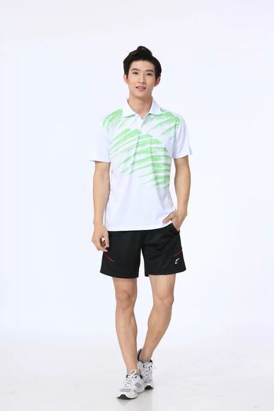 

badminton wear sets for men white green shirt with shorts outdoor apparel athletic set ln6001, White;yellow