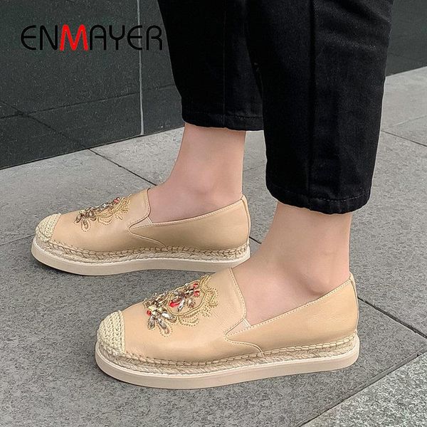 

dress shoes enmayer 2021 basic round toe slip-on genuine leather women heels casual wedges luxury sheepskin size 34-39, Black