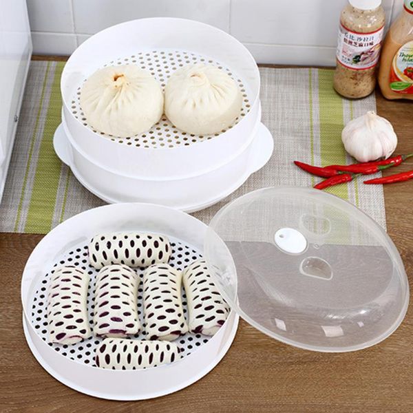 

dinnerware sets 1pc round single/double tier microwave steamer kitchen veggies fish cookware