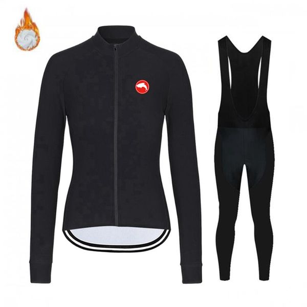 

racing sets 2021 pro team winter thermal fleece cycling jersey clothing bicycle mtb bike downhill shirt women long sleeve set, Black;blue