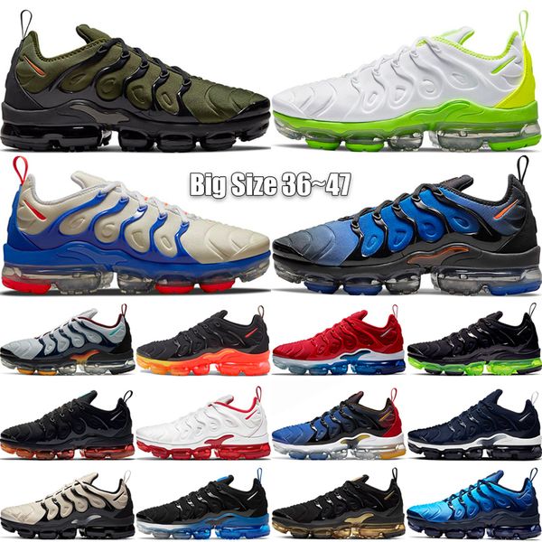 

plus running shoes tn men women sneakers tennis ball racer blue opti yellow white platinum midnight navy outdoor trainers size 36-47