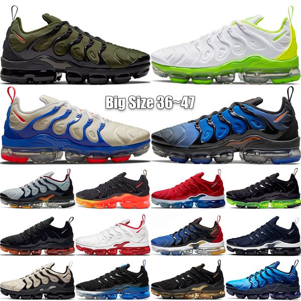 Tênis de corrida Plus Tênis Masculino Feminino Tênis Bola de Tênis Racer Azul Opti Amarelo Branco Platinum Midnight Navy Tênis Outdoor Tamanho 36-47