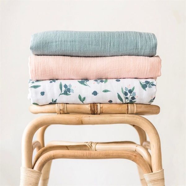 

70% bamboo + 30% cotton blanket muslin swaddle baby swaddles 120x120cm 210823