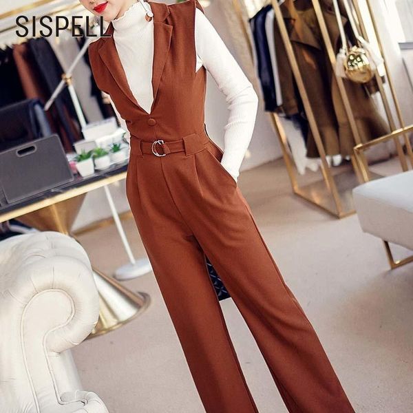 

women's jumpsuits & rompers sispell winter high waist trousers for women black slim suspender casual long female pants clothes fashion, Black;white