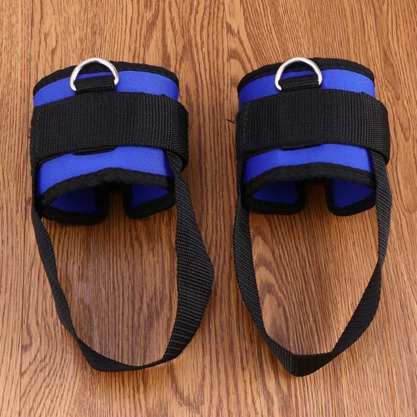 Apoio de tornozelo 2 pcs Strap Acolchoado D-Ring Buffs para exercícios de ginásio Máquinas de cabo Buand Pesos de pernas exercícios (azul)