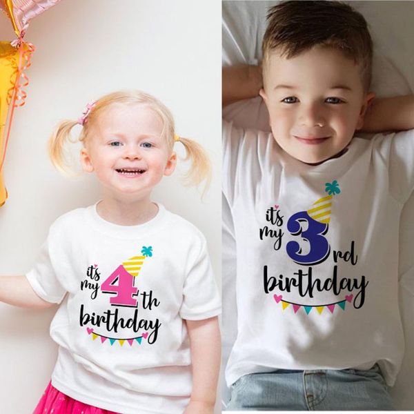 

t-shirts happy birthday number 1-9 letter print funny t shirt kids summer tees baby boy girls present party tshirt, Blue