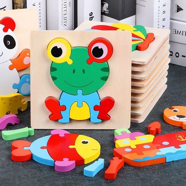 

three dimensional geometry children's puzzle wooden cartoon animal three-dimensional puzzle early education puzzle
