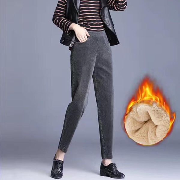 

women's pants & capris black warm women skinny thick velvet wool fleece girls winter trousers lambskin cashmere leggings, Black;white