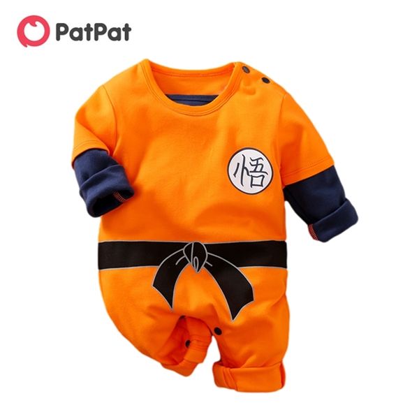 Autunno e inverno a maniche lunghe stile Kungfu arancione One Piece per tute da neonato 210528