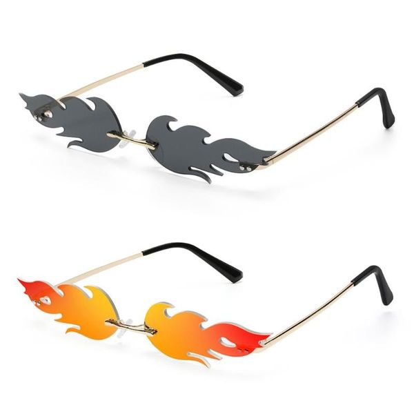 

sunglasses women men eyewear narrow trending rimless wave sun glasses fashion fire flame, White;black
