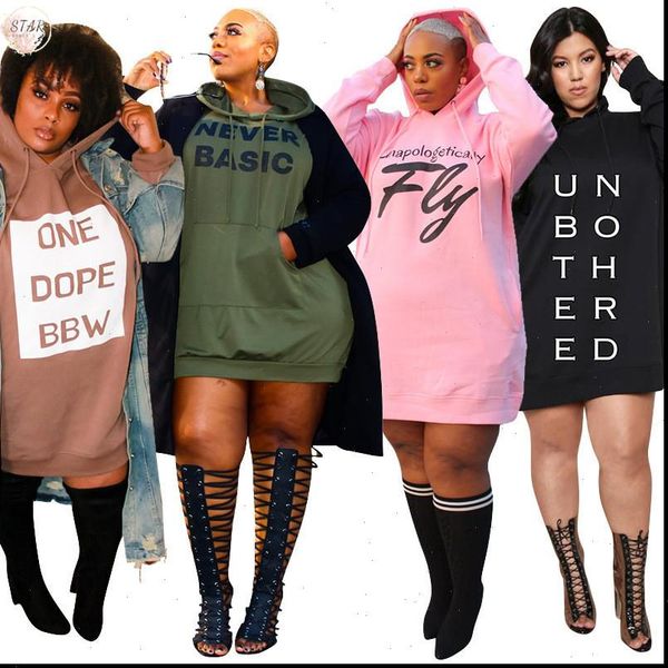 

womens dresses plus size for women letter print hoodie casual loose mini dress sweat suits spring clothes wholesale, Black;gray