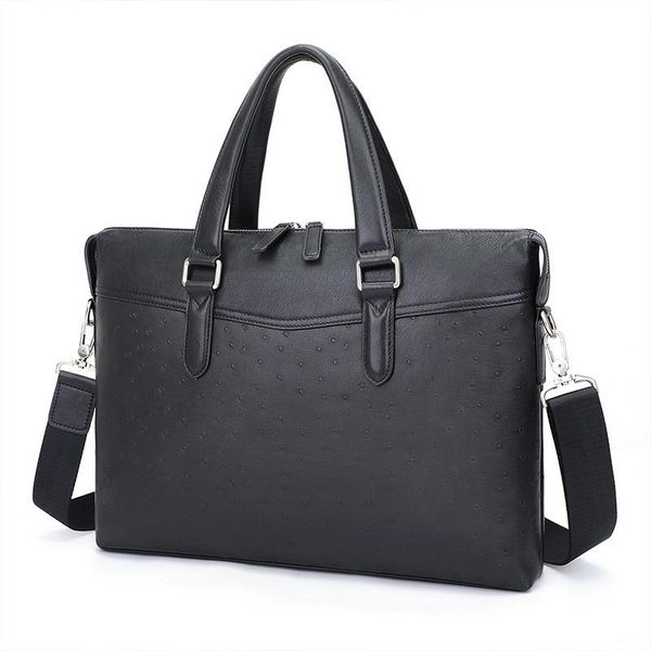 

briefcases black briefcase bags for man real leather business brand designer travel fashion a4 file 14" laphand shoulder crossbody
