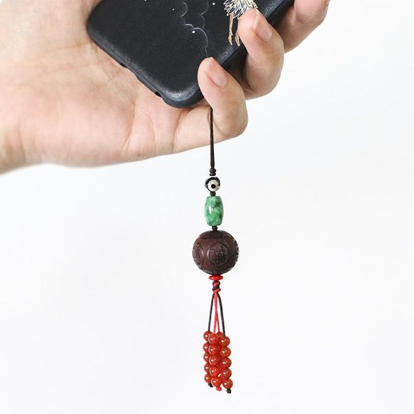 

cell phone straps & charms small leaf red sandalwood mobile pendant u disk creative gift key chain couple keychain