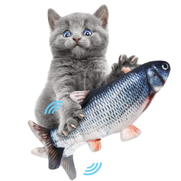 

electric simulation fish cat accessories supplies jumping moving floppy toy interactive pet products 3d toys