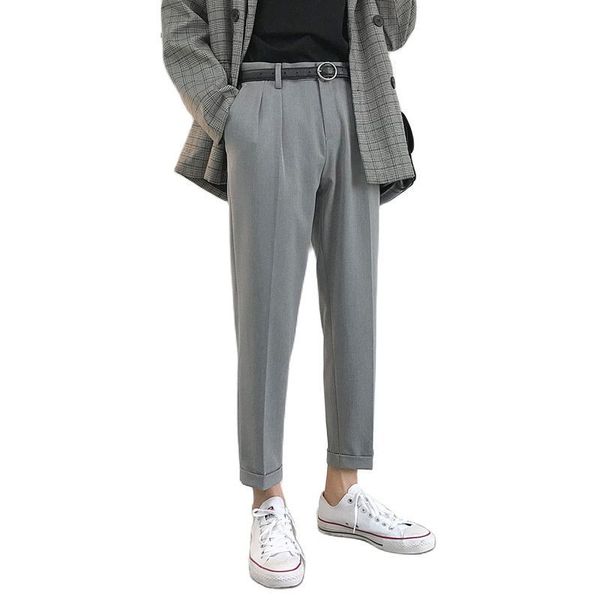 

men's pants trousers spring new double autumn folds nine small stitches pants young skinny savage trend cqe9, Black