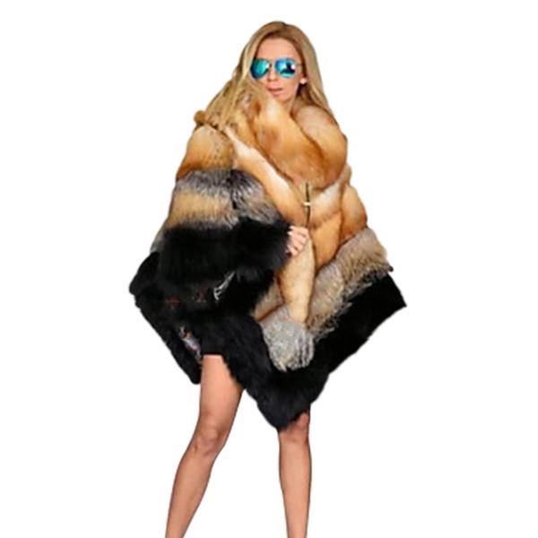 

2021 women's winter shawl faux fur new fashion thick feminine coat outwear cloak imitation red, Black