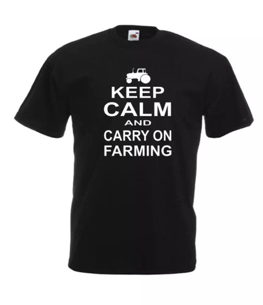 

keep calm farming | mens womens funny t-shirt birthday gift christmas present, White;black