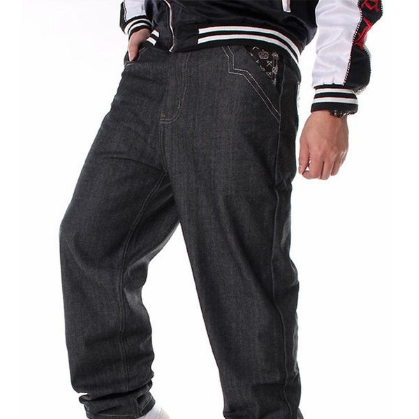 

men's jeans long pants loose casual plus size skateboard hip hop clothing, Blue