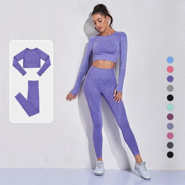 

seamless leggings women tracksuit yoga set sport suit gym fitness sportswear with long sleeve crop clothing high waist outfit