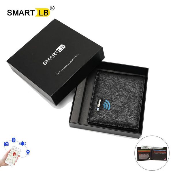 

wallets smart wallet bluetooth anti-lost genuine leather men and woman purse male luxury with gift box, Red;black