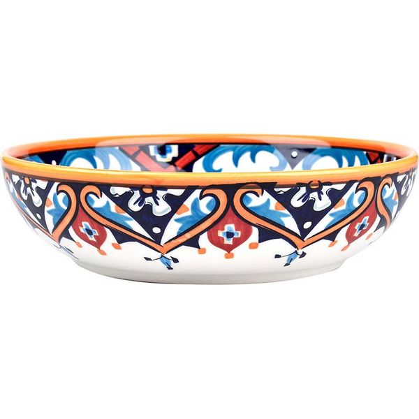 

dishes & plates 1pcs american country hand-painted ceramic plate tableware boho soup bowl deep dish cover rice glaze under the flower tray