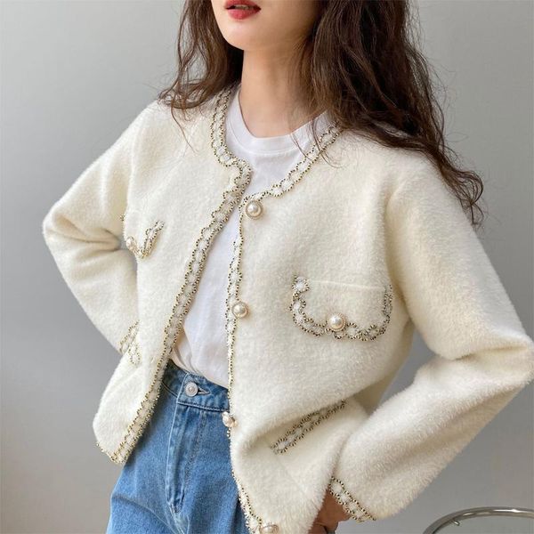 

women's jackets autumn and winter casual solid color round neck long sleeve pocket decorative jacket, Black;brown