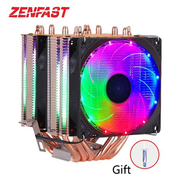 

heat-pipes rgb cpu cooler radiator cooling 3pin 4pin 2 fan for lga 1150 1155 1156 1366 2011 x79 x99 motherboard am2/am3/am4 fans & coolings