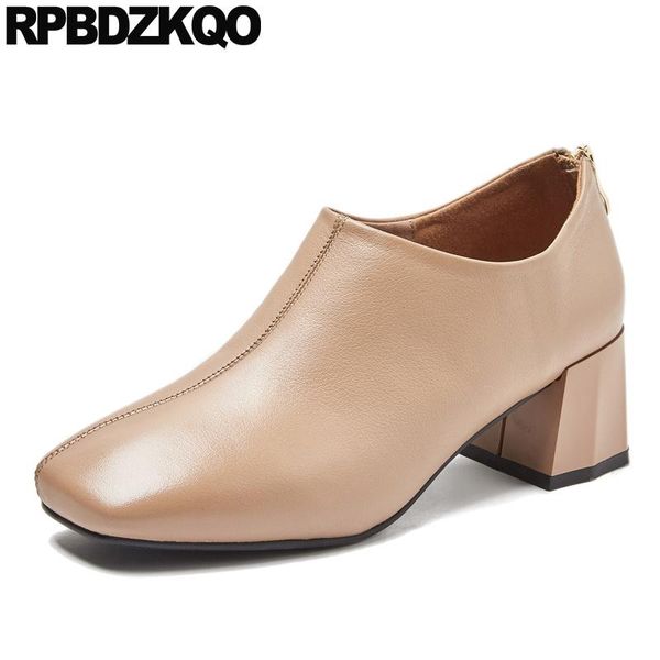 

dress shoes italian medium heels fashion 2021 luxury women thick square toe chunky designer block zipper pumps autumn, Black