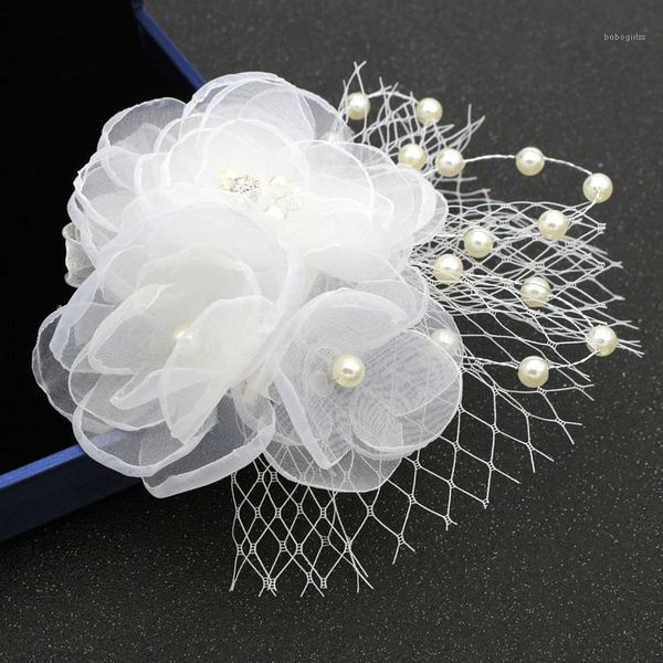 

alexzendra bridal hair white flower pearl headwear for women headpieces bride accessories headwear1