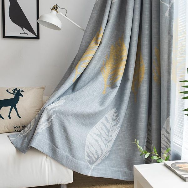 

curtain & drapes modern high-end pastoral style leaf printing cotton and linen curtains spot fresh simple for living room bedroom