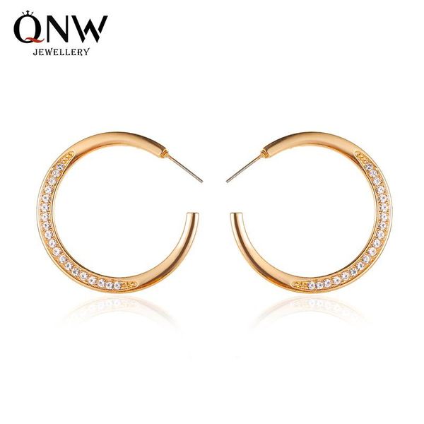 

fashion cross border zircon c shaped earrings stud, Golden;silver
