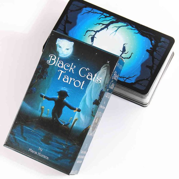 Black Cats Tarot Cards Prisma версия Tarotcard игра 78 с руководством Джинги по английскому, испанскому, французскому, итальянскому, Salemjc3