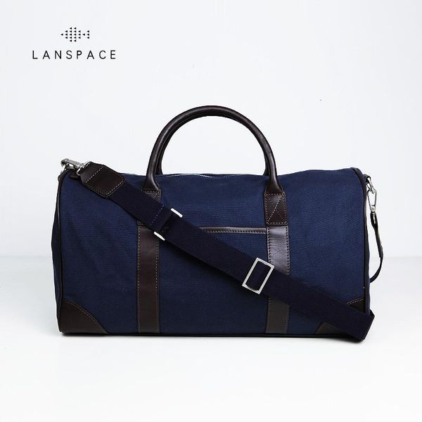 

duffel bags lanspace men's canvas bag leather fashion travel brand luggage